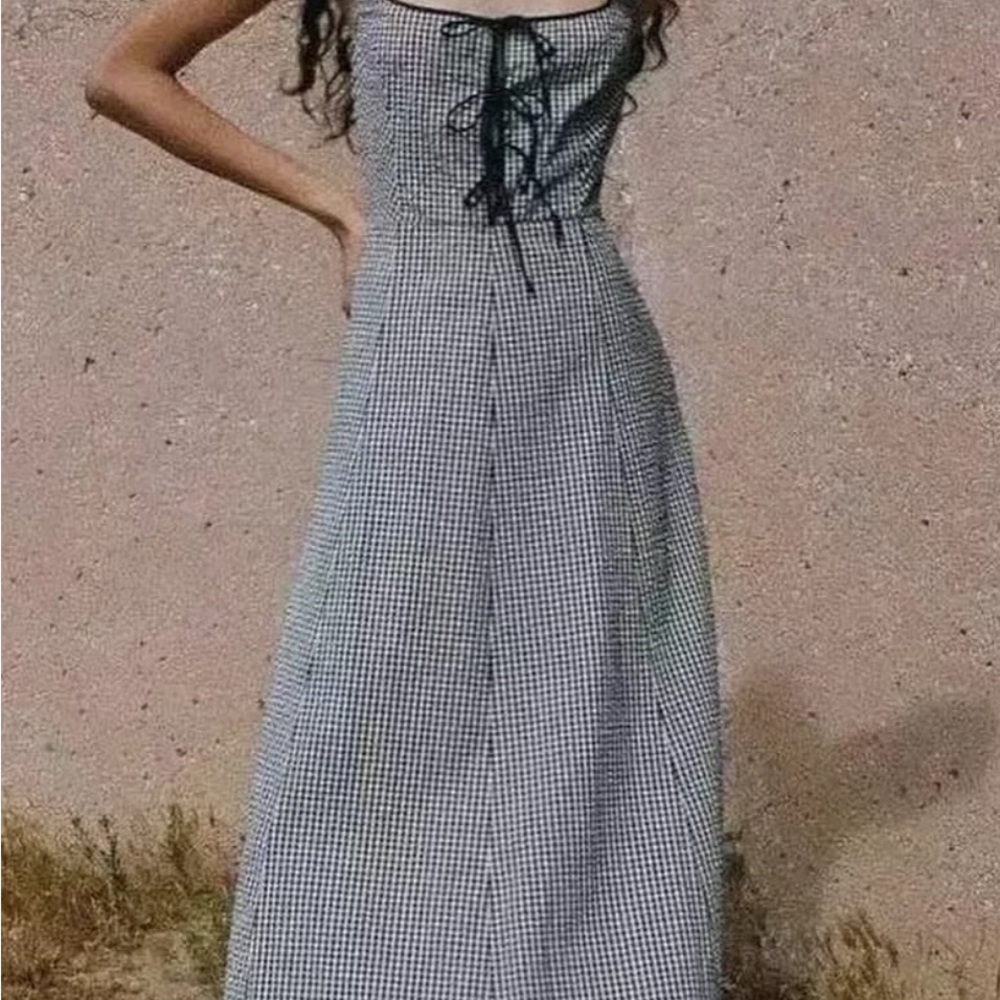 Doen Black and White Gingham Dress